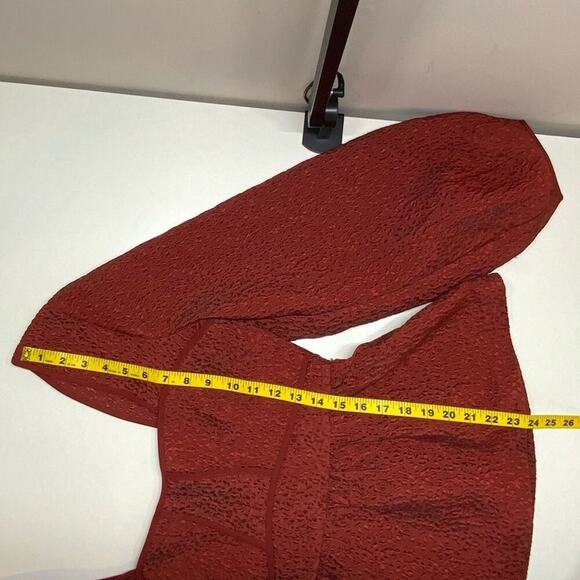 NWT | Jonathan Simkhai | Arya Matelasse Effect Peplum Blouse | Brick | Size 6 - Picture 13 of 16